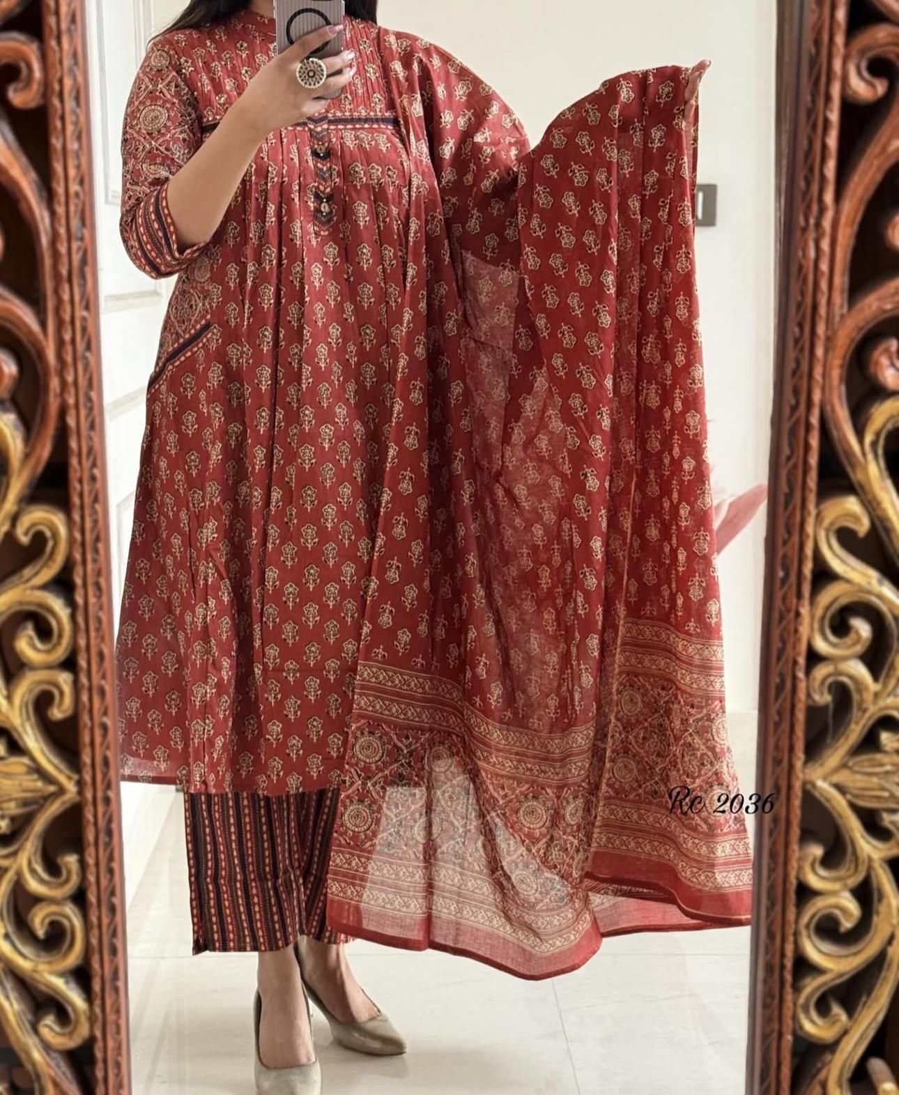 Cotton Handwork Pintex Kurti Set